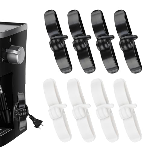 Lot de 8 Enrouleurs de Câbles, Organisateur de Câbles de Cuisine, Support Auto-Adhésif pour Mixeurs, Cafetière, Friteuse à Air