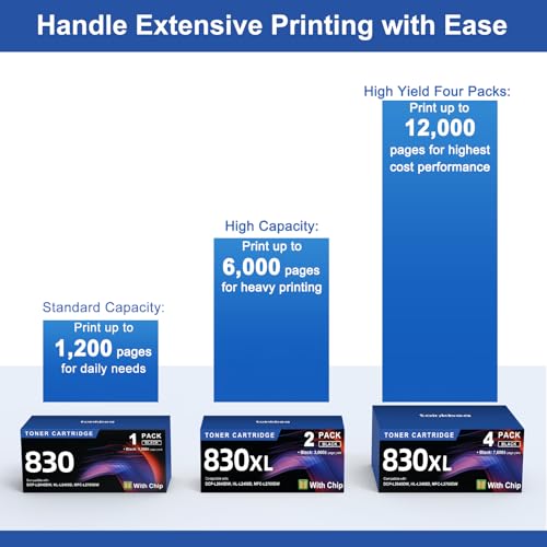Image of TN830XL Black Toner Cartridge Compatible for Brother Printer HL-L2460DW 4PK
