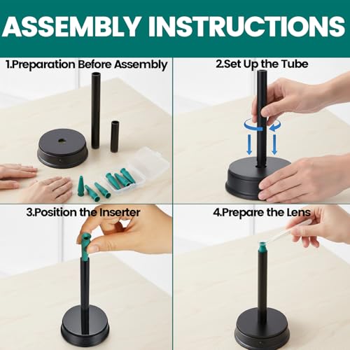 Image of Rechargeable LED Scleral & RGP Contact Lens Inserter Kit - Hands-Free Lighted Stand with 2 Interchangeable Tubes & 6 Vented Scleral Sticks, USB Charging, BPA-Free Lens Application Tool
