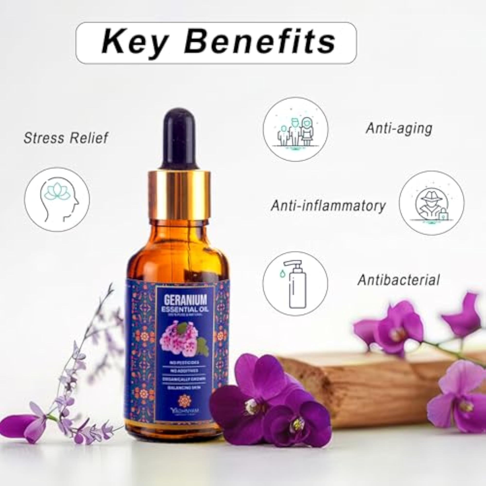 YADHNYAM Geranium Essential Oil- Geranium for Skin, Face & Hair (20 ml)