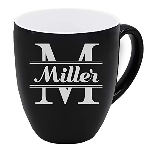 The Wedding Party Store Custom Engraved Coffee Latte Mug - Personalized Coffee and Tea Cup (Black)