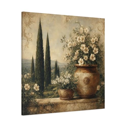 Toile paysage vintage fleurs en pot pour créer une atmosphère nostalgique et poétique