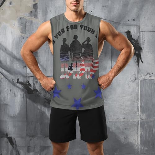 Image of Zhyaj Summer Tanks Top for Men Flag Graphic Print Sleeveless Shirts Casual Working Out Vest T-Shirts Loose-Fit Men's Tank
