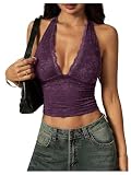 BEAUDRM Women's Going Out Tops Y2k Lace Halter Top Country Concert Outfits