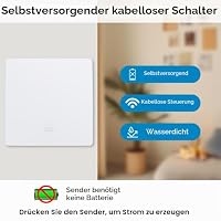 Cerhot funk lichtschalt funkschalt 230v funk lichtschalter ohne batterie set lichtschalter funk wireless light switch funkschalter batterielos funktaster funk-wandschalter für lichter (EU 1Gang 1V1 b) – Ansicht 2