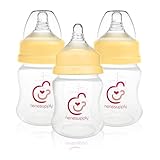 Nenesupply Natural Baby Bottles Newborn Flow Feeding Bottles Breastfeeding Bottle for Breastfed Babies Wide Neck 4.7oz Anti Colic Level 1 Nipple for 0+ Month Infant Replace Spectra Bottles for Pumping