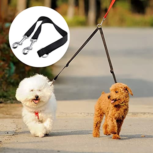 LEEQ doppelleine für 2 hunde - Verstellbar Doppelte Haustier Trainer Leine Kein Gewirr Double Dog Doppelleine Gehen Trainer Leine für Zwei Hunde(Schwarz)