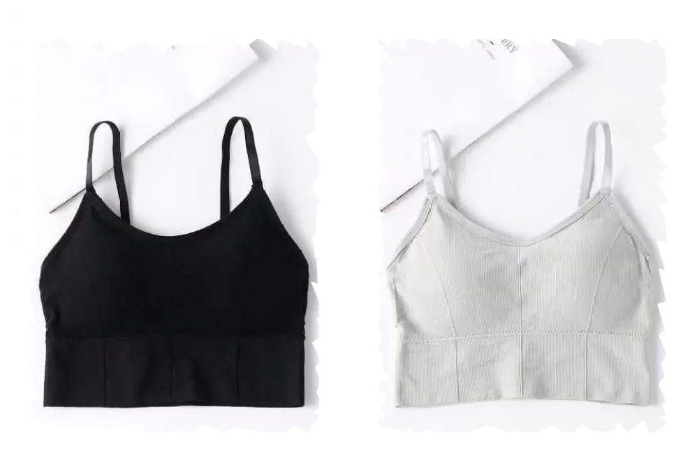 Image of Acnos Cotton Pack of 2 Women Sports Lightly Padded Bra Combo (Free Size Fit Up To 28-30-32-34)