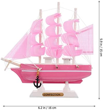 Milisten 1Pc Wooden Sailing Ship Model Decor, Handmade Vintage Nautical Sail Ship, Mediterranean Style Boat Model for Chritsmas Party Tabletop Ornament, Ocean Theme and Home Decor