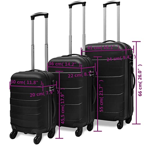 vidaXL 3X Reisekoffer Schwarz Trolley Kofferset Hartschalenkoffer Reise Koffer
