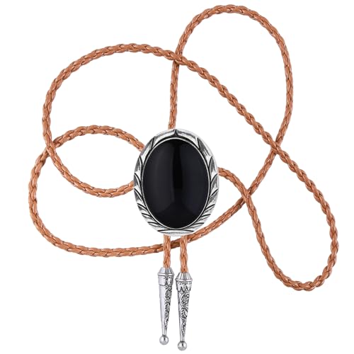 Image of Btilasif Bolo Tie Brown for Men, Scorpion Luminous Stone Cowboy Tie Western Leather Necktie Necklace for Women