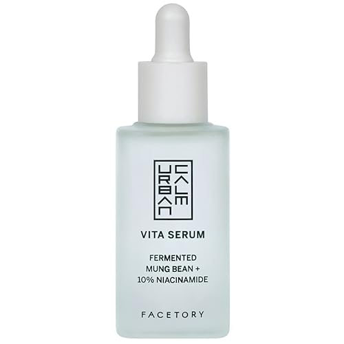 FACETORY Urban Calm - Suero hidratante Vita con frijol mungo fermentado y 10% niacinamida, suero facial que aumenta el brillo para mujeres,