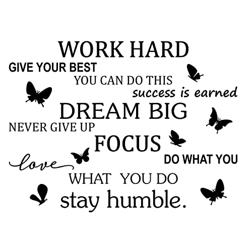 Motivational Work Quotes Wall Art Stickers Office Rules Give Your Best Work Hard Art Decal Removable DIY Vinyl Wall Art Murals Decor for Office Bedroom School Living Room