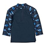 Schickes Langarm-Schwimmshirt, Marinefarben mit Walmuster an den Ärmeln, UV-Schutz 50+, Ideal zum Schutz vor Sonne und Wind beim Badespaß zuhause, im Freibad oder am Strand