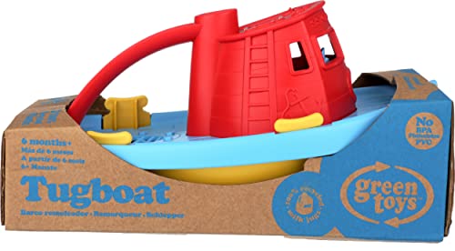 Green Toys Tugboat (Yellow Handle) - Bath and Water Toys, Multicolor, 11 cm, 1 Count (Pack of 1)