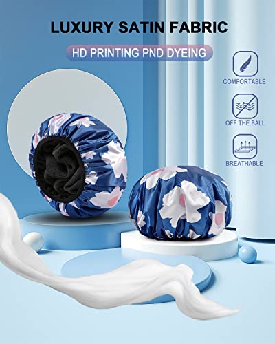 Yizijizi Terry Lined Triple Layer Large Shower Cap For Women, Reusable Shower Caps For Long Thick Hair, Waterproof Washable Soft Bath Shower Caps For Hair Care #TOP6