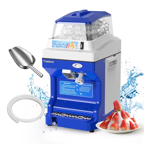 Vtsmax Electric Shaved Ice Machine, 300W Ice Shaver Ice Crusher, Thickness Adjustable Ice Shaving Machine 441LBs/hr Automatic Snow Cone Maker for Parties Events Snack Bar, Home and Commerical Use
