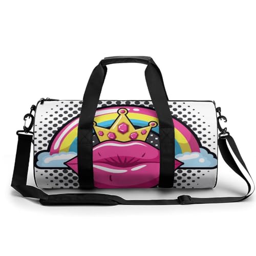 Sac de sport gym lèvres rouges 45x23x23cm voyage weekend