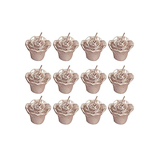 Balsa Circle 12 Rose Gold 1-Inch Mini Roses Floating Candles - Wedding Reception Party Home Events Centerpieces Decorations Supplies