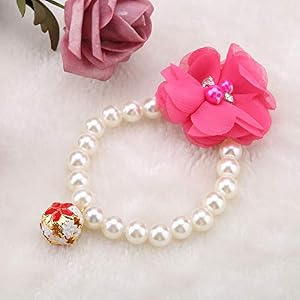 AYNEFY Pet Necklace, Adjustable Pet Pearl Necklace Flower Pets Dog Collar with Bell High Elastic Dog Clothing Accessories Plastic Collar Easy to Wear for Pet Party Decoration (Rose Red) AYNEFY Pet Necklace, Adjustable Pet Pearl Necklace Flower Pets Dog Collar with Bell High Elastic Dog Clothing Accessories Plastic Collar Easy to Wear for Pet Party Decoration (Rose Red)