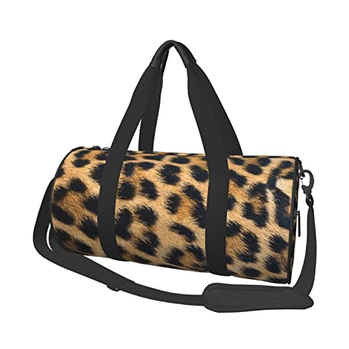 Sac de voyage rond léopard noir pour gym fitness et entraînement