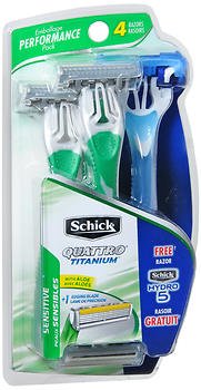 Schick Quattro Titanium Disposable Razors Sensitive - 3 ct, Pack of 2