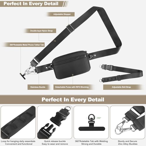 Image of YFWE Phone Strap Crossbody, Clip and Go Strap for Phone with Wallet Crossbody, Adjustable Phone Lanyard Belt Strap with Detachable RFID Wristlet Wallet (XL)