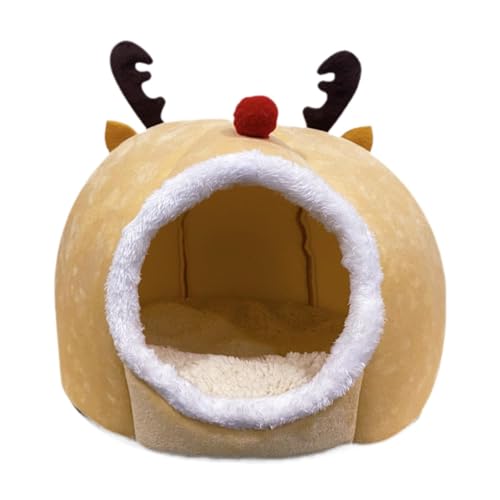 GUOOL 猫用ベッド ペットハウス 取り外し可能なクッション付き 枕付き 半密閉式 ソフト 暖かい 子犬用ベッド キャットハウス テント 小型犬 子猫