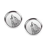 Material: Metall, Edelstahl-Dorn, Glas rund mit Cabochon-Schliff. Durchmesser 12mm