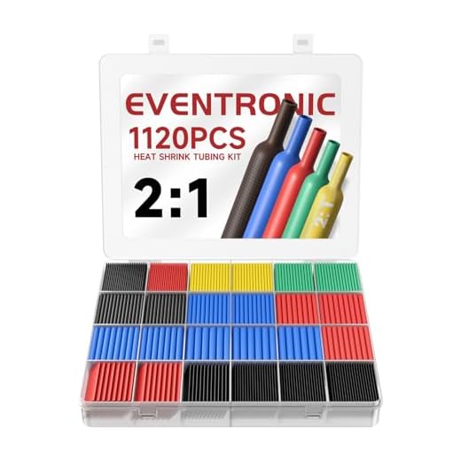 Eventronic Guaina Termorestringente 1120 Pezzi, Impermeabile IP56, Totale 50,4m, in 5 Colori, 12 Misure, Tdeale per l'isolamento Elettrico e le Connessioni dei Fili, Alta Resistenza, Non Sbiadisce Mai
