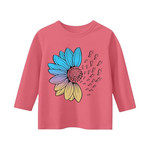 Girls' 3/4 Sleeve T Shirts Summer Cute Crewneck Basic Tees Sunflower Gradient Pattern Casual Tops for Toddler Girls2