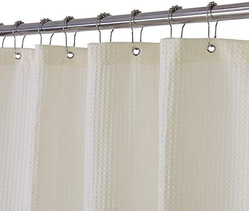 Barossa Design Small Short Shower Curtain Waffle Weave 36 x 60 Inches - 230GSM Heavy Fabric, Water Repellent, Washable, White, 36x60