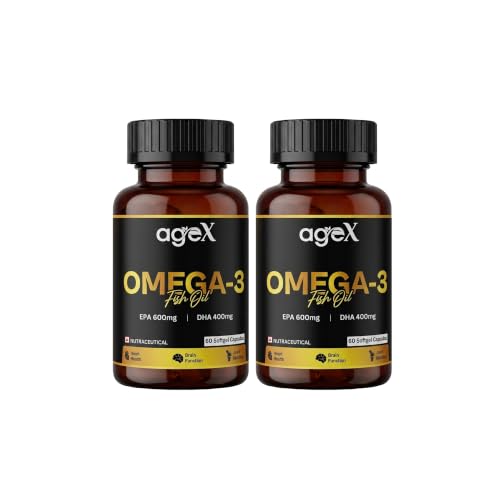 Image of Omega 3 Fish Oil Capsules 1000mg | 180mg EPA + 120mg DHA | High Absorption Triglyceride Form | No Fishy Burps | Mercury-Free Salmon Oil | 60 Softgels (Pack of 2)