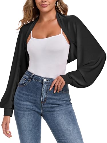 Image of ZAFUL Women's Sheer Shrug Y2K Long Sleeve Cardigans 2026 Irregular Tie Front Bolera