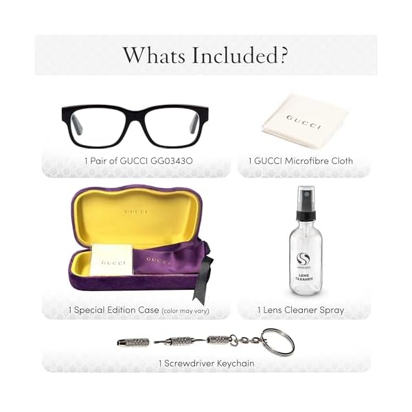 Gucci GG0343O Designer Fashion Eyeglasses Stylish Rectangular Frame Eyewear with Luxury eSHADES Kit - Embrace Sophistication and Elegance - Image 3