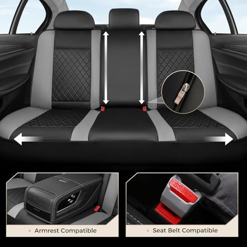 Image of Coverado Car Seat Covers Full Set, Automotive Leather Seat Covers for Car,Universal Fit Front Back Seat Cover, Non-Slip Waterproof Breathable Car Seat Protector