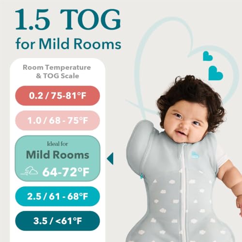 Image of Love to Dream Swaddle Up, Newborn 2.2-3.8kg, Stage 1, 1.5 TOG, Secure Fit Improves Sleep, Newborn Baby Swaddle Sack, Soft Stretch Cotton Fleece in Twigs Oatmeal, Arms Up Design for Safer Better Sleep