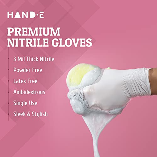Disposable White Nitrile Gloves Large, 50 Pack Powder and Latex Free