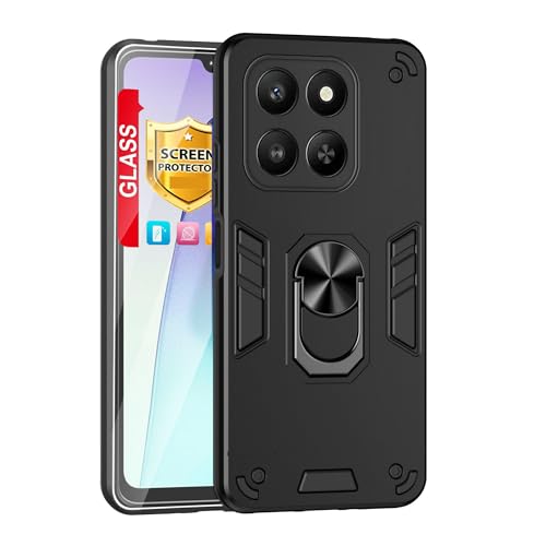 Lucyliy Honor 400 Smart 5G LGN-NX1 �P�[�X [�����K���X�X�N���[���v���e�N�^�[�t��] Honor X7d 4G/5G LGN-LX1 �t�H���P�[�X�J�o�[ �u���b�N