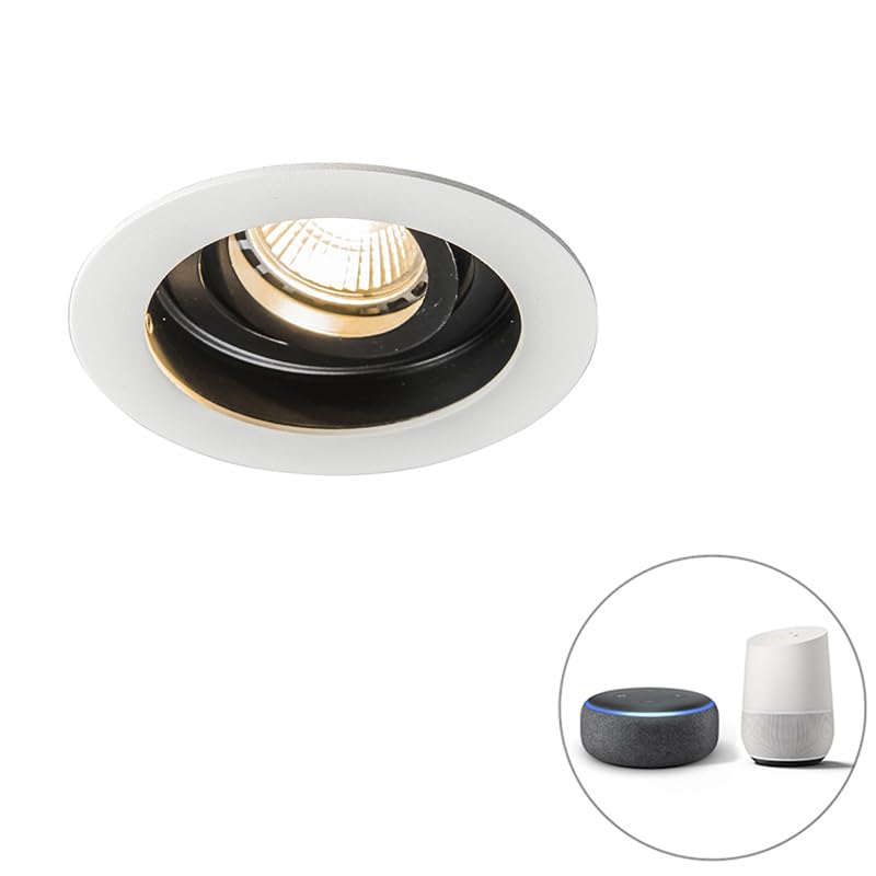 Qazqa Installa Smart Einbaustrahler – Dimmbar Mit WiFi, GU10, Weiß, Für Deckenmontage