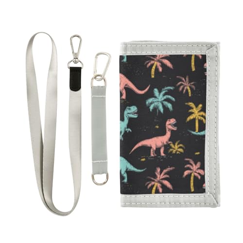 Wusikd Dinosaurs Poses Kids Wallet for Boys Girls Colors Toddler Trifold Wallet Novelty Wallet for Teens Women Men