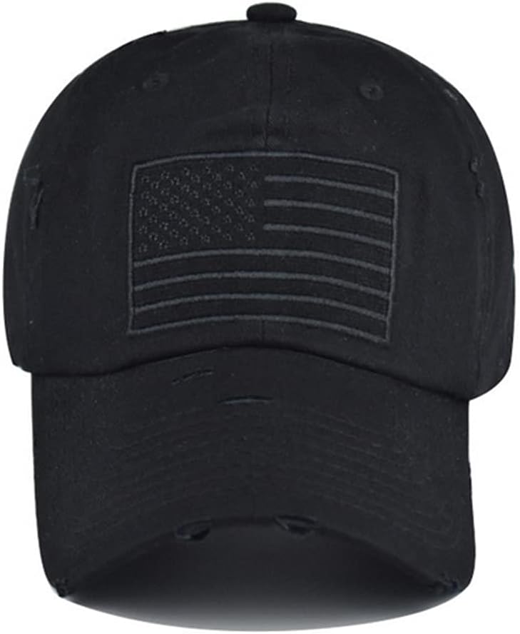 HHNLB American Flag Hat, Adjustable Baseball Cap Distressed Embroidered for Men Women Patriotic Black at  Men’s Clothing store