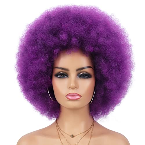 G&T Wig 70s Afro Puff Wigs for Black Women Glueless Wear and Go Wig Short Afro Synthetic Wig Fluffy Shoulder Length Heat Resista