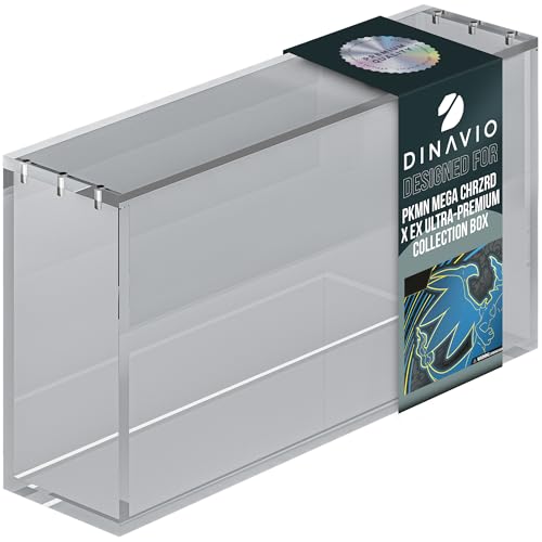 Dinavio Crafthouse Acrylic Display Case for Mega CHARZRD X ex Ultra-Premium Collection UPC and 151 UPC - Magnetic Lid 8+5mm Acrylic with N52 Magnets - Compatible with Mega Charzrd X ex UPC and 151 UPC