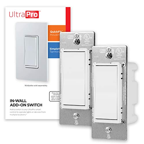 UltraPro Add-On Switch QuickFit and SimpleWire, In-Wall White Rocker Paddle Only, Z-Wave ZigBee Wireless Smart Lighting Controls, NOT A STANDALONE Switch, 2 Pack, 54905 by UltraPro - Used condition - US$17.62