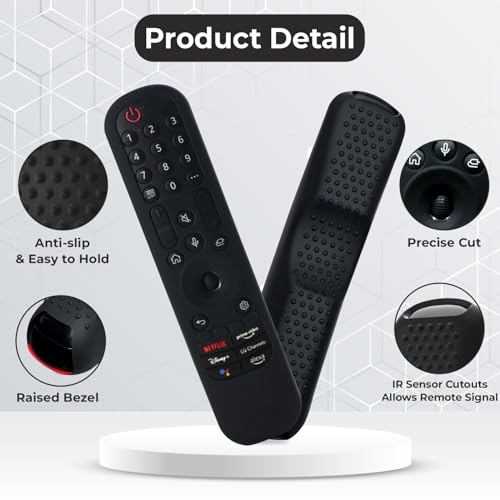 Image of TECHONTO Silicone LG Remote Control Cover- Protective Case with Non-Slip Grip, Shockproof & Dustproof Sleeve- Compatible with MR21GA(2021), MR22GA(2022), MR23GA(2023) [Remote NOT Included]- Black