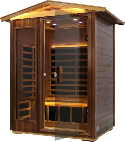 Image of LTCCDSS Ultra-Low EMF Red Cedar Sauna 2-Person, Outdoor Far Infrared Sauna for Home, EMF 0.1-1mG, 6 Carbon Crystal Heaters, Bluetooth & Chromotherapy (57.8 * 40.5 * 81.1 inch)