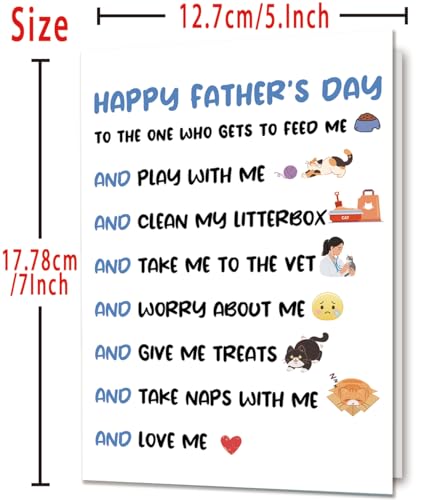 OJsensai Funny Fathers Day Card Gifts for Cat Dad, Cat Dad Gift Idea from Cat, Cute Pet Father's Day Decoration for Him Husband Boyfriend Pet Lover