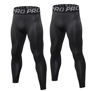LNFINTDO 2 Pack Men’s Running Leggings Sports Compression Tights Cool Dry Base Layer for Workout Athletic Training Cycling Gym