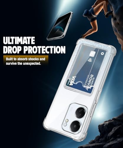 Image of WOW IMAGINE Transparent Back Cover Case for Redmi 13C 4G | Poco C65 | Flexible Built-in Slim Card Pockets Wallet | 360 Camera Protection TPU | Soft Silicone Mobile Cover - Transparent